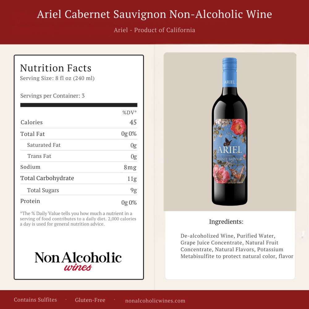 Ariel Cabernet Sauvignon Nutritional Label