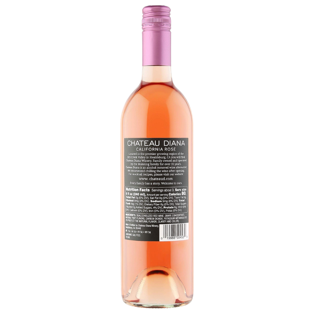 Bottle of Chateau Diana California Rosé wine on a white background