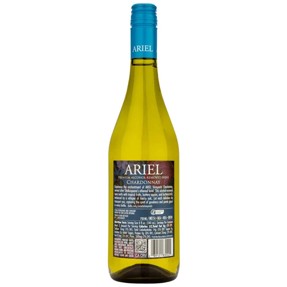 Ariel Chardonnay Non-Alcoholic Wine Rear label