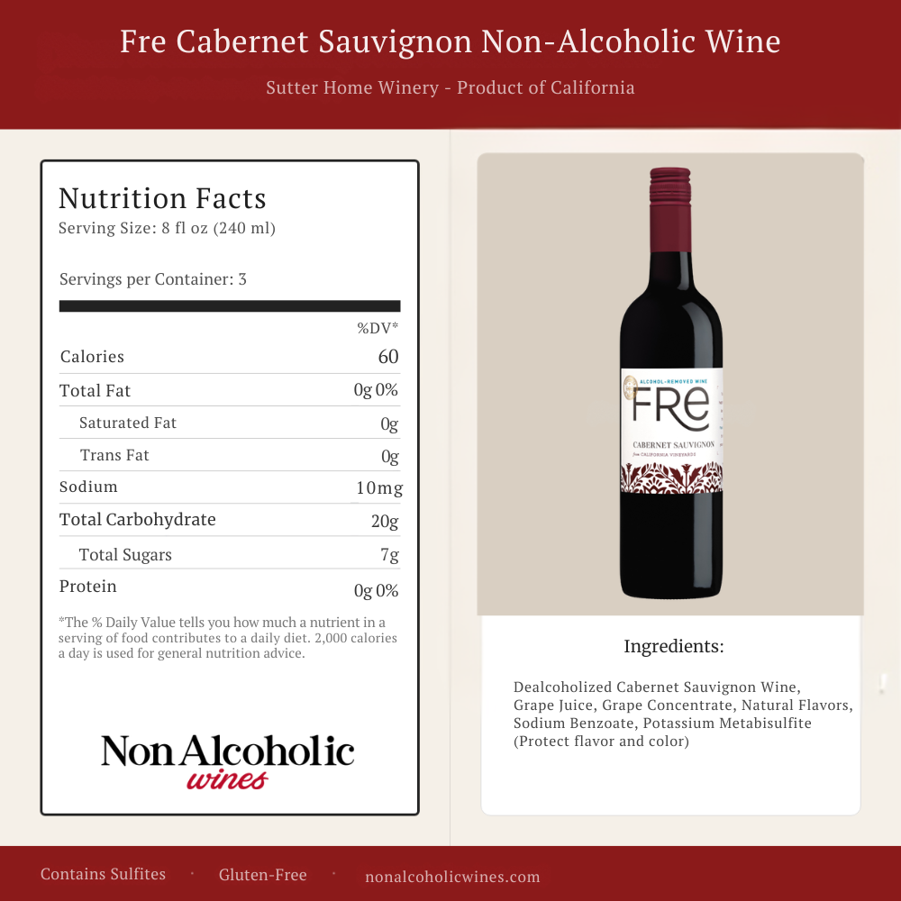 Fre Cabernet Sauvignon Nutritional Label