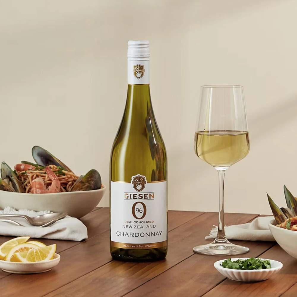 Giesen Chardonnay With a glassand shrimp