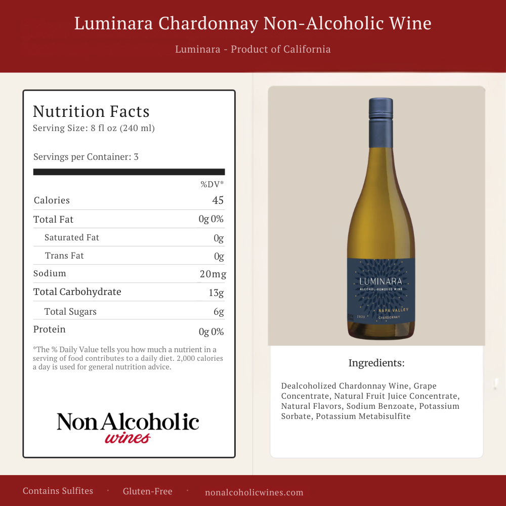 Luminara Chardonnay Nutritional Label