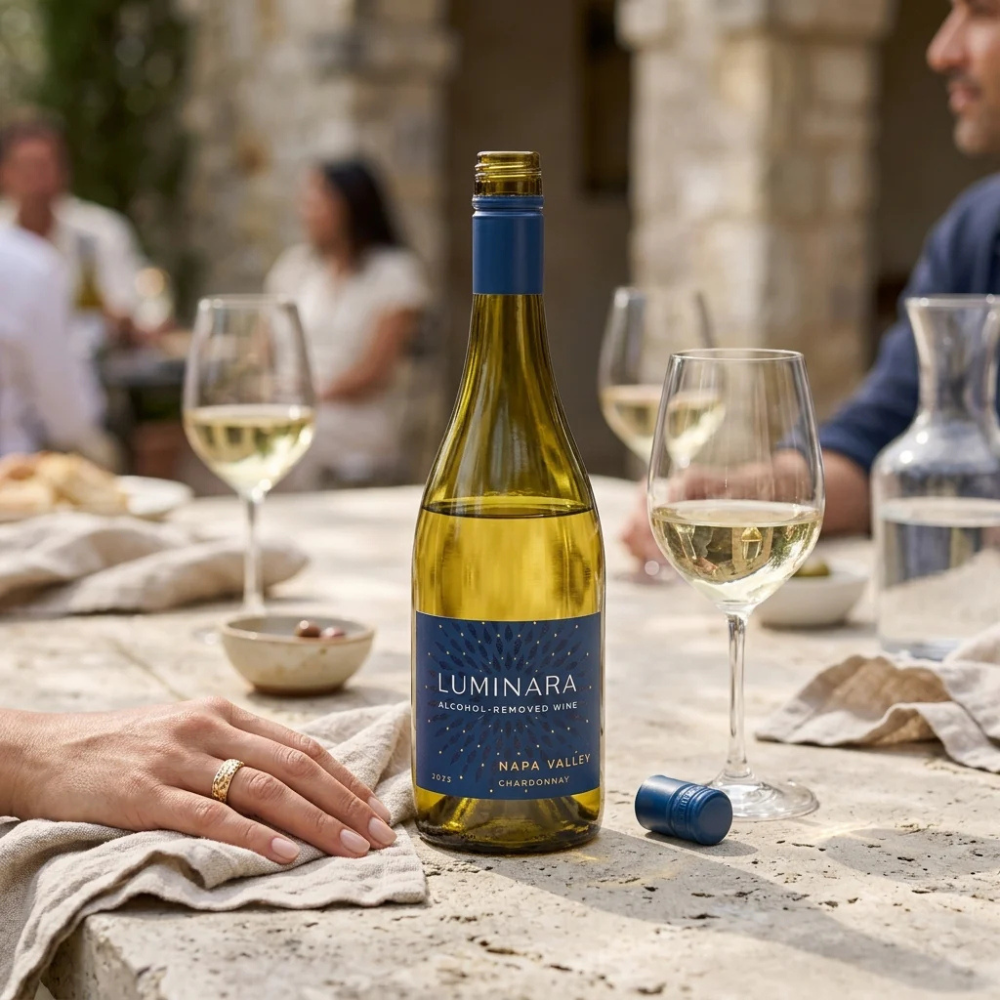 Luminara Chardonnay poured into wine glasses 