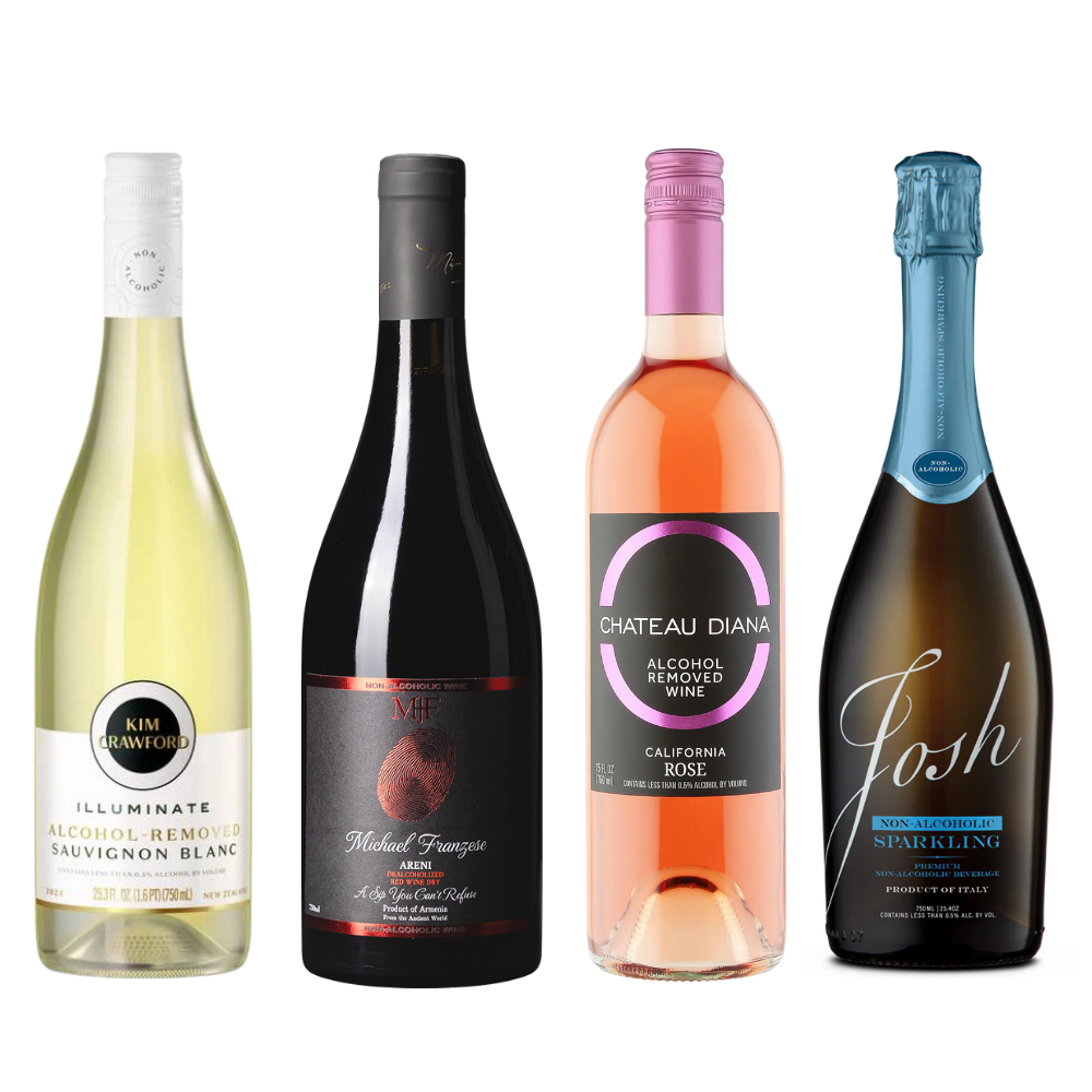 4 bottle starter bundle of non alcoholic wine