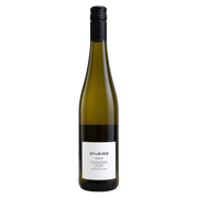 A bottle of QPoBIRD Pinot Grigio white wine with a black cap and a minimalist white label, set against a solid white background.