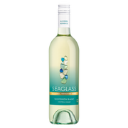 Bottle of Seaglass alcohol-free wine on a white background