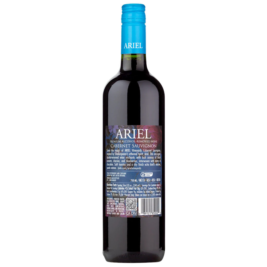 Ariel Cabernet Sauvignon Non-Alcoholic Wine Nutritional Label